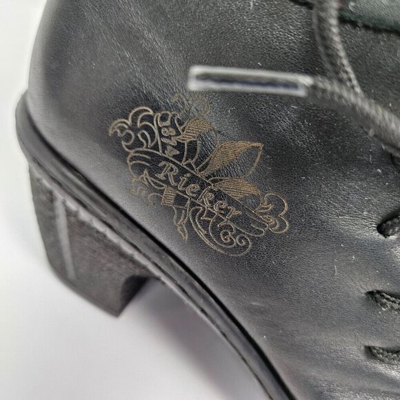 Rieker Antistress Rebecca Embossed Leather Side Lace Up Heel Ankle Boot 39/US 8 - Picture 2 of 13